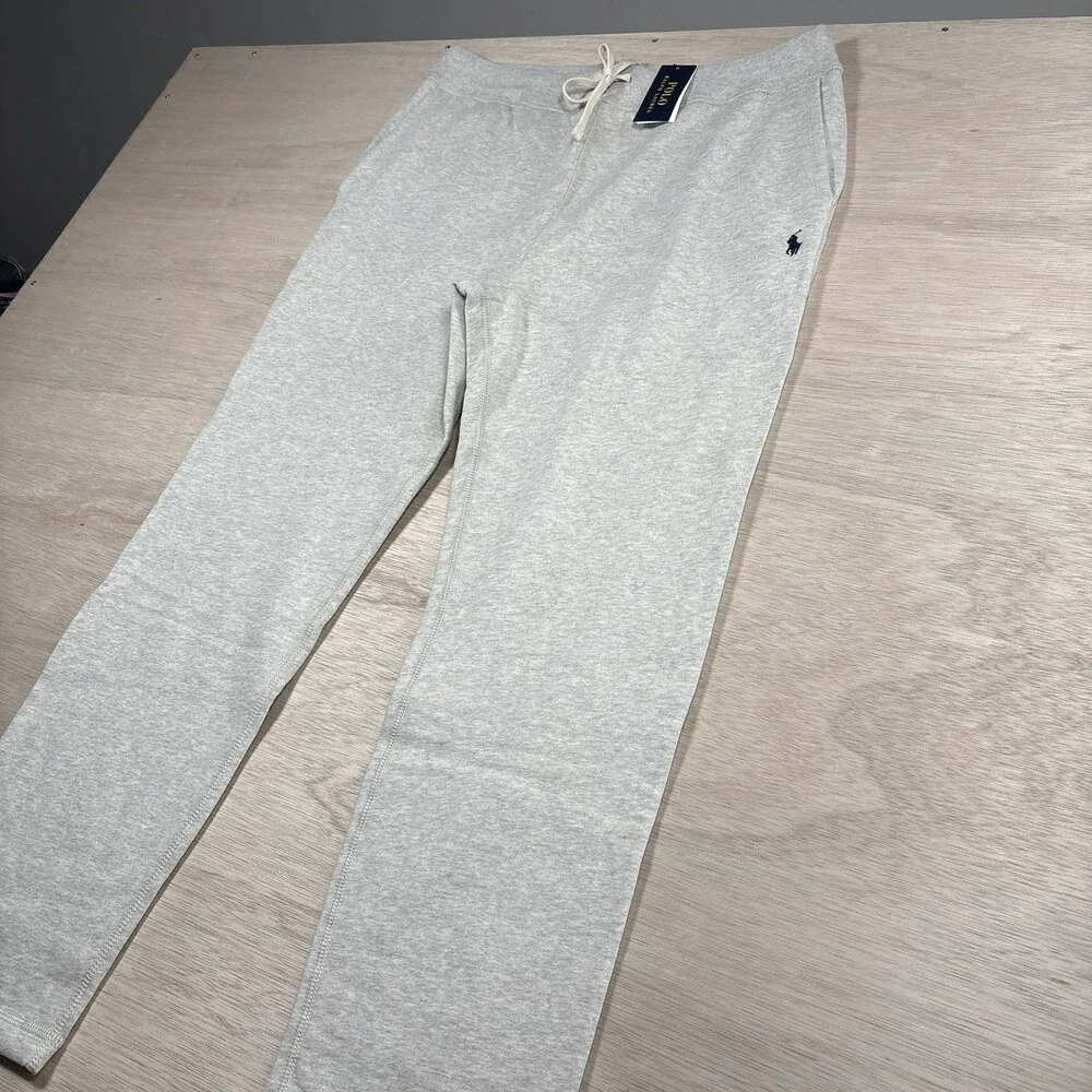 NWT Polo Ralph Lauren Fleece Track Pants Heather Grey Drawstring Sweatpants XL